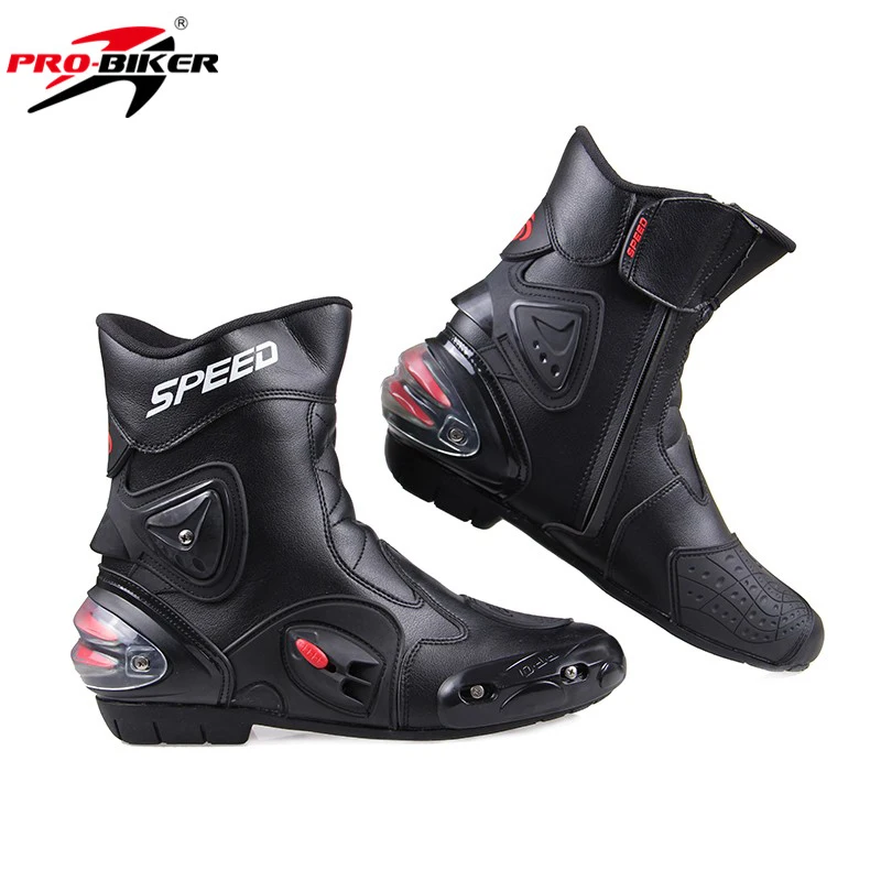 

Men Motorcycle Boots PU Leather Motorsport Riding Racing Boots Motocross MX Shoes Motorbike Bike SPEED Protective Gear