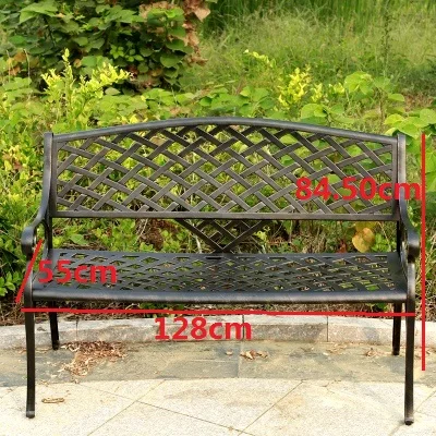 Outdoor Park Cast Aluminum Double Seat Chair, Metal Garden Lover Chair, Balcony Community Long Benches