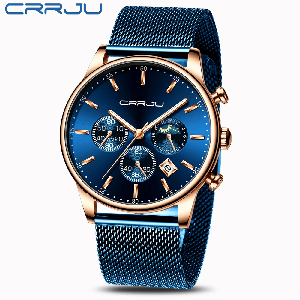 CRRJU Uomini Della Vigilanza Reloj Hombre 2019 Mens Orologi Top Brand di Lusso Della Vigilanza Del Quarzo Quadrante Grande Sport Impermeabile