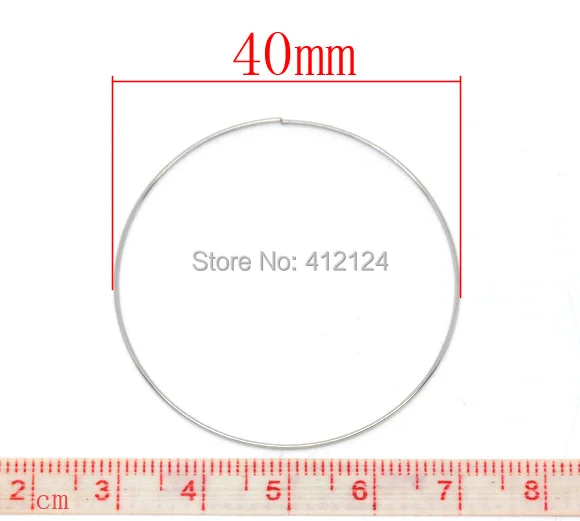 1000Loops Memory Beading Steel Wire Silver Tone For Bracelets Jewelry DIY Making Findings 40mm Dia.