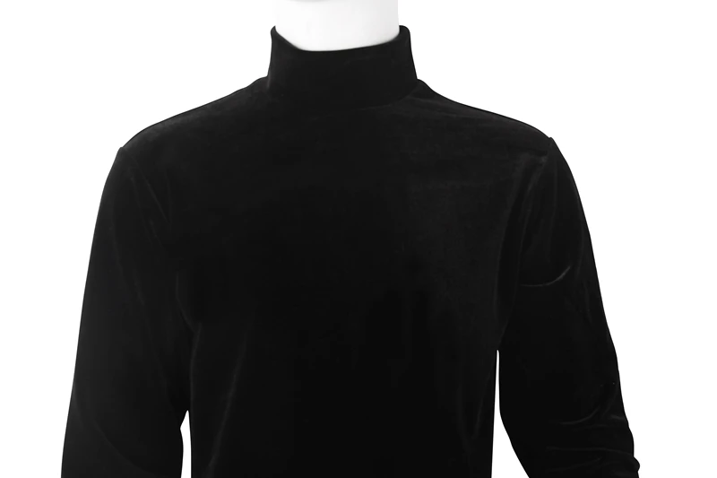 Latin Dance Shirts Men Dancewear Latina Velour Dance Top Shirt Black Long Sleeve Split Waist 2968