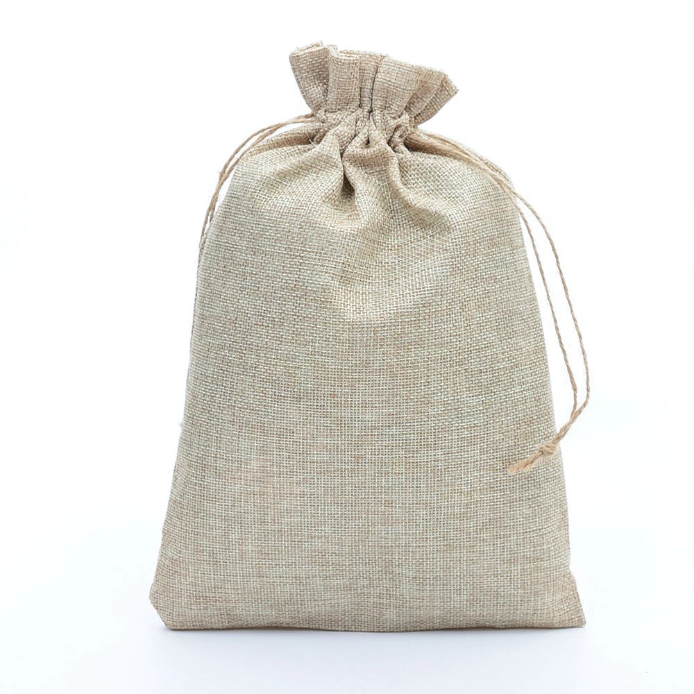 

Retail 20X30 cm /8"X12" 50pcs Faux jute/Hessian Hemp Burlap Jewelry Gift christmas sack Shoes Packaging Storage Bags