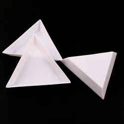 10Pcs Acrylic Triangle Plate DIY Storage Packing Box Plastic 62*62mm Nail Art Rhinestone Tray Tool