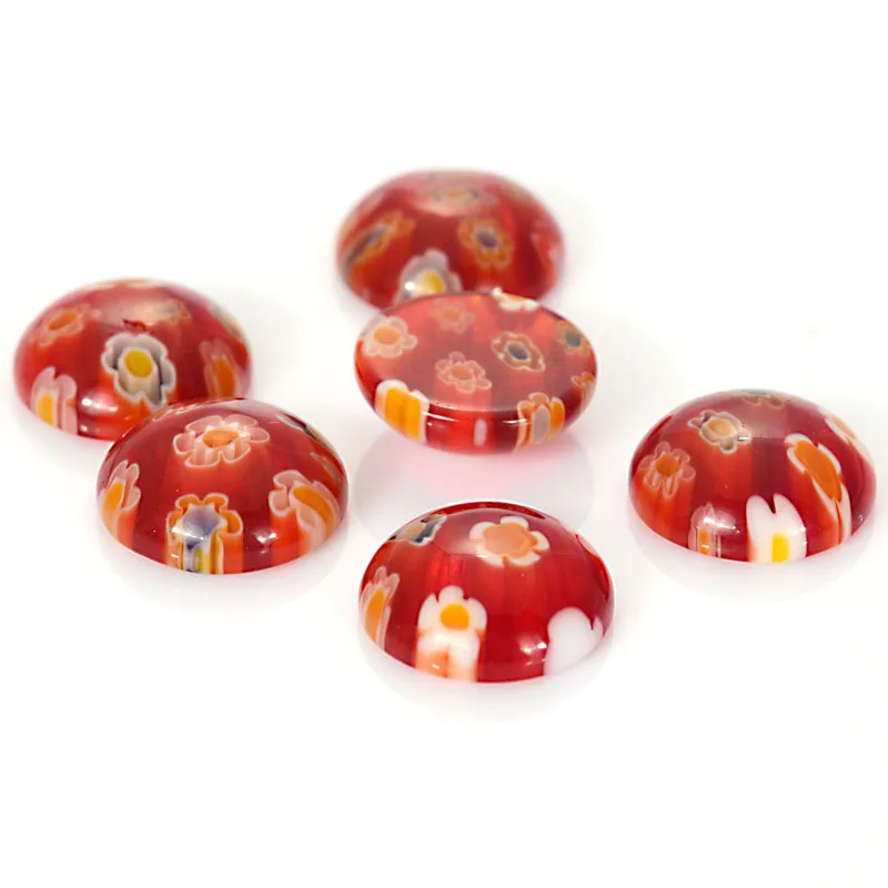 Miasol 10 Pcs 10MM Glass Murano Millefiori Cabochon Round Cameo Cabochon Setting Supplies For Diy Jewelry Making Accessories