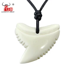 GX047 New Zealand Maori Primitive tribes jewelry handmade-carved Shark teeth pendant necklace yak bone Choker for surfing