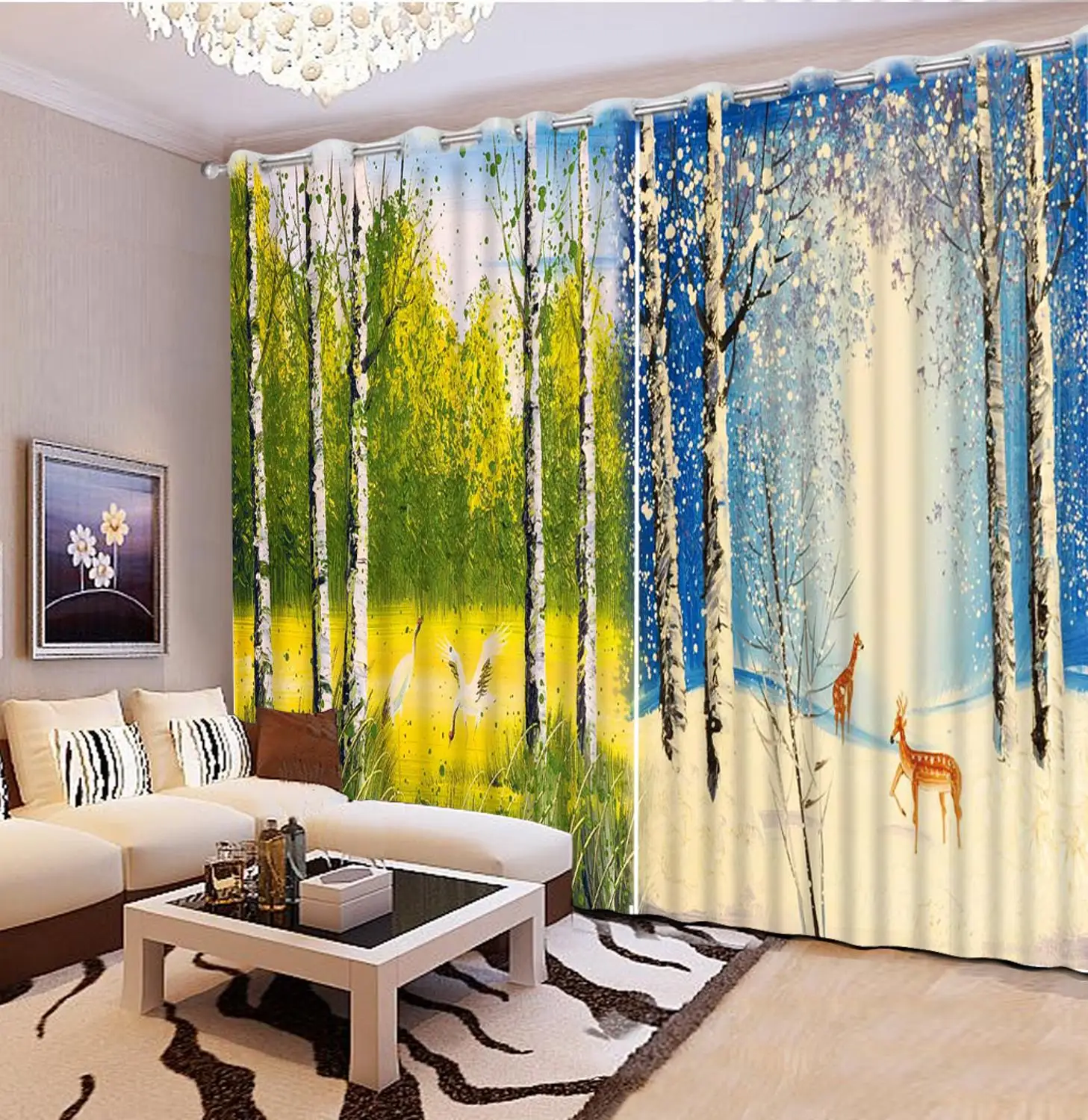 customize photo print curtains window Oil painting landscape curtains for living room bedroom blackout curtains