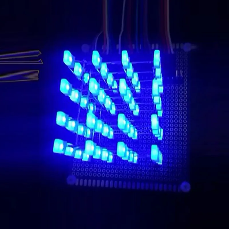 4X4X4 Blue LED Light Cube Kit 3D LED DIY Kit Electronic Suite for Arduino Smart Electronics Led Cube Kit