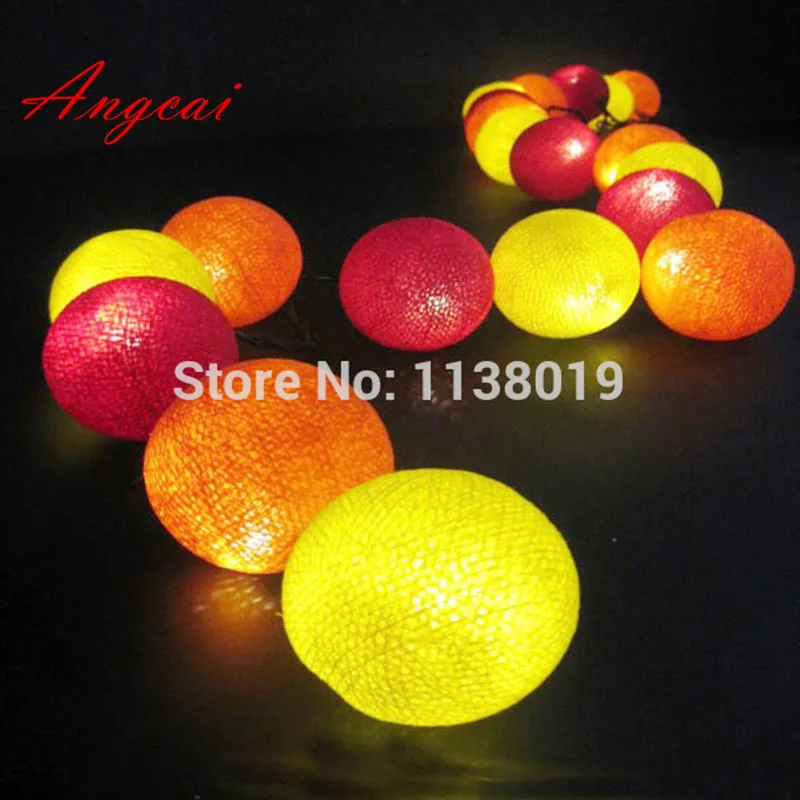 

SUNSET-Cotton Ball String Fairy Lights, Christmas Lantern, Red, Orange, Yellow