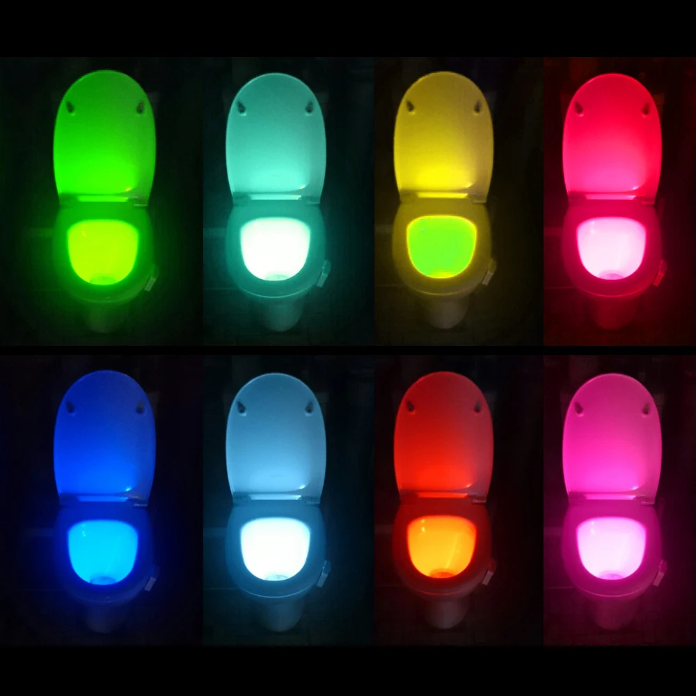 PIR Motion Sensor Toilet Seat LED Night Lamp 8 Colors Change Infrared Induction Novelty Toilet Bowl Light For Bathroom Washroom
