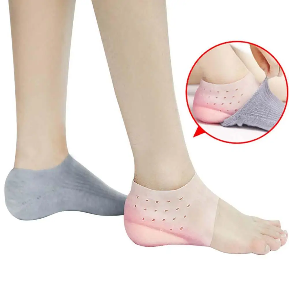 

Hot Unisex Invisible Height Increase Socks Heel Pads Silicone Insoles Foot Massage