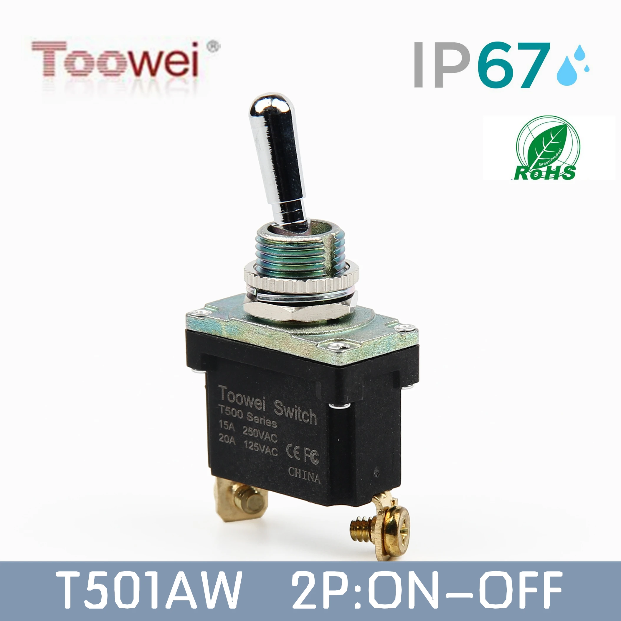 Toowei T500 series water proof Toggle switch IP67/outdoor switch/T501AW 2 pins ON-OFF switch 15A 250V
