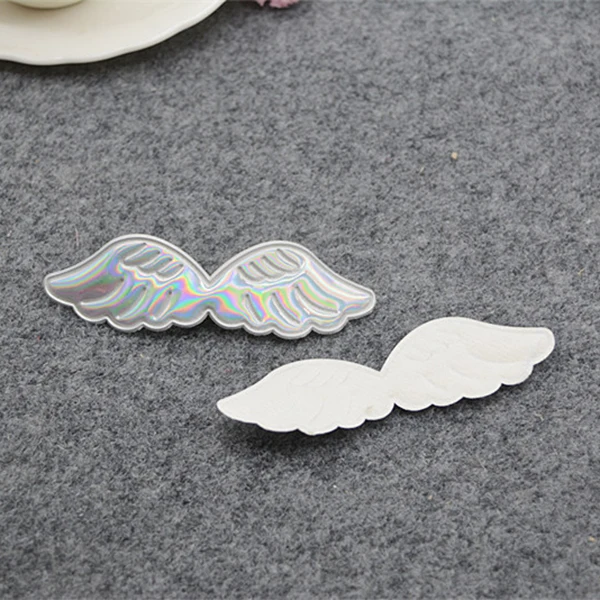 18pcs/lot 10.5*3cm Glitter PU angel wing Pads Patches Appliques for Craft Clothes Sewing Supplies DIY Hair Clip Accessories