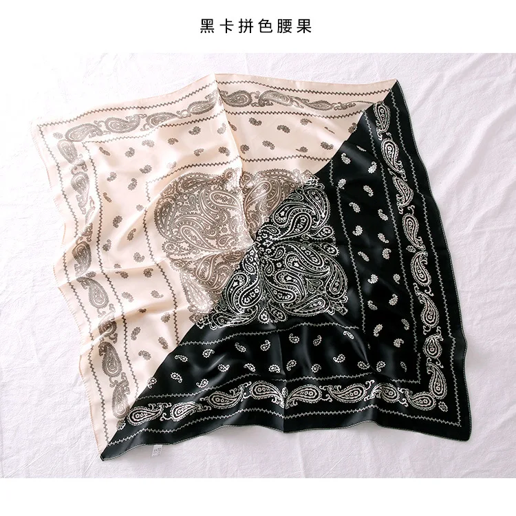 70cm Korean Paisley Small Square Scarf Female Decorative Collar Scarf Literary Small Silk Scarf Wild New Autumn Women Tied Bags