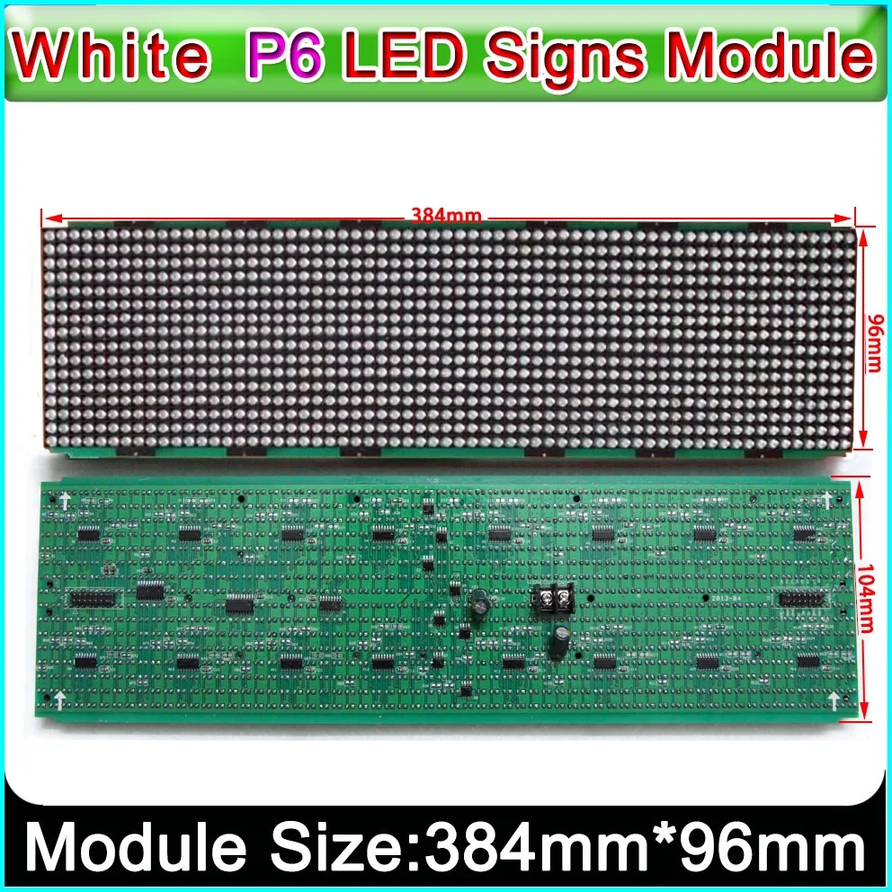 

DIP 346 P6 wihte color semi-outdoor car or bus led sign modules 384*96mm, LED scroll information sign Taxi display Module