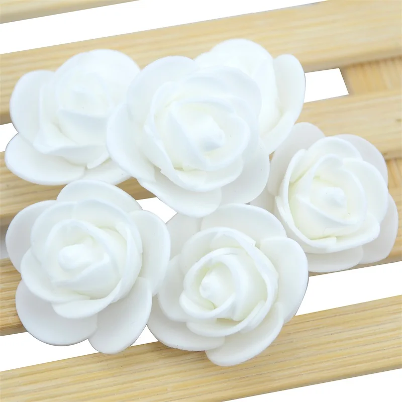 500pcs Mini Artificial PE Foam Rose Flower Head About 3.0cm For Handmade DIY Wedding Home Decoration Party Supplies Wreath Craft