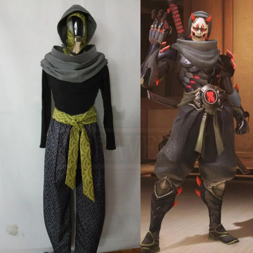 

Hot Game OW Genji Cosplay Costume Halloween Uniform Outfit