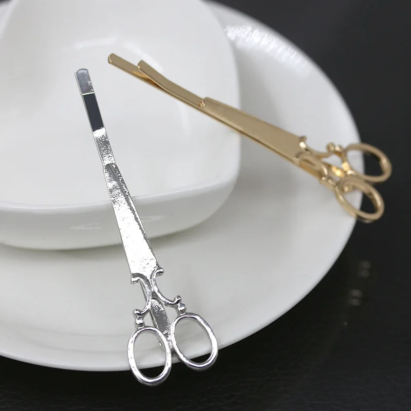 New Fashion Head Jewelry Hair Pin Gold Color Scissors Shears Clip For Hair Tiara Barrettes Accessories Headdress For Girls