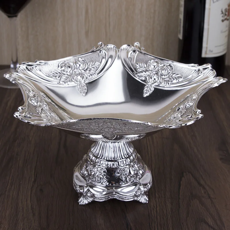 

European high-grade fruit compote gold-plated silver plated alloy plate KTV Club Hotel decorative fruit plate