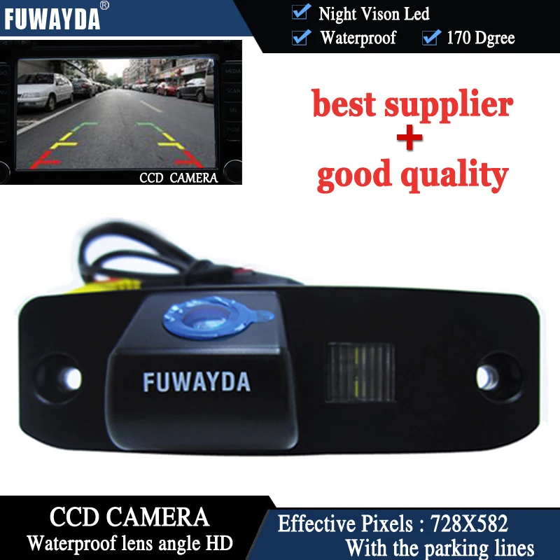 FUWAYDA CAR CAMERA REAR VIEW REVERSE COLOR CCD DEGREE WATERPROO WITH parking lines FOR Hyundai Elantra Terracan Tucson Accent