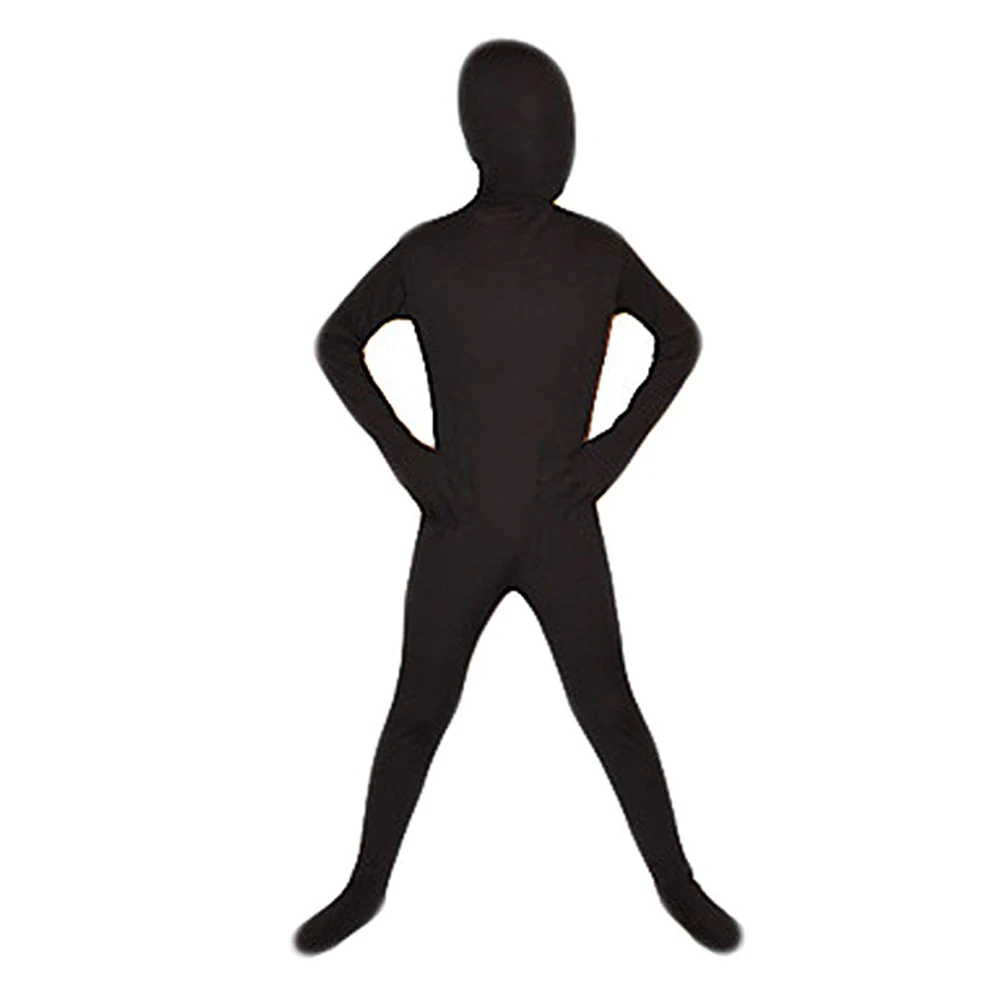 SPEERISE – Costume Zentai noir pour enfants, 3-12 pièces, collants, corps entier, en Spandex, Costume d'halloween Cosplay pour garçons et filles