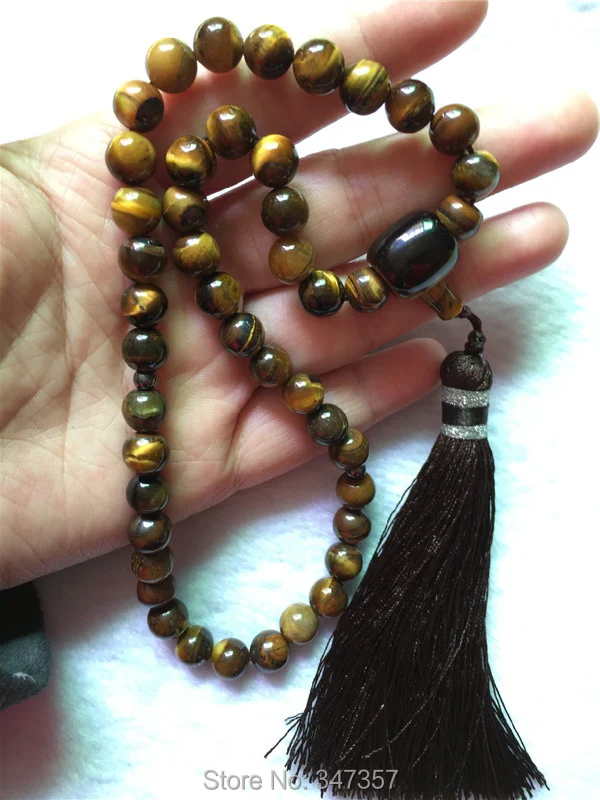 

Islamic 45 prayer Beads Bracelet Natural Tiger Eyes Stone Semi-preciou Rosary Allah misbaha sibha tesbih tespeeh Free Shipping