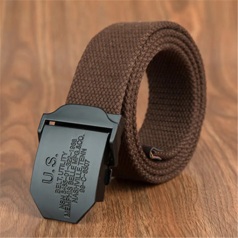 2023 Men Weave Canvas Unisex belt mens waist belt Casual Cargo Belt Military fans Automatic Buckle-Belt Male Field Tactical Belt