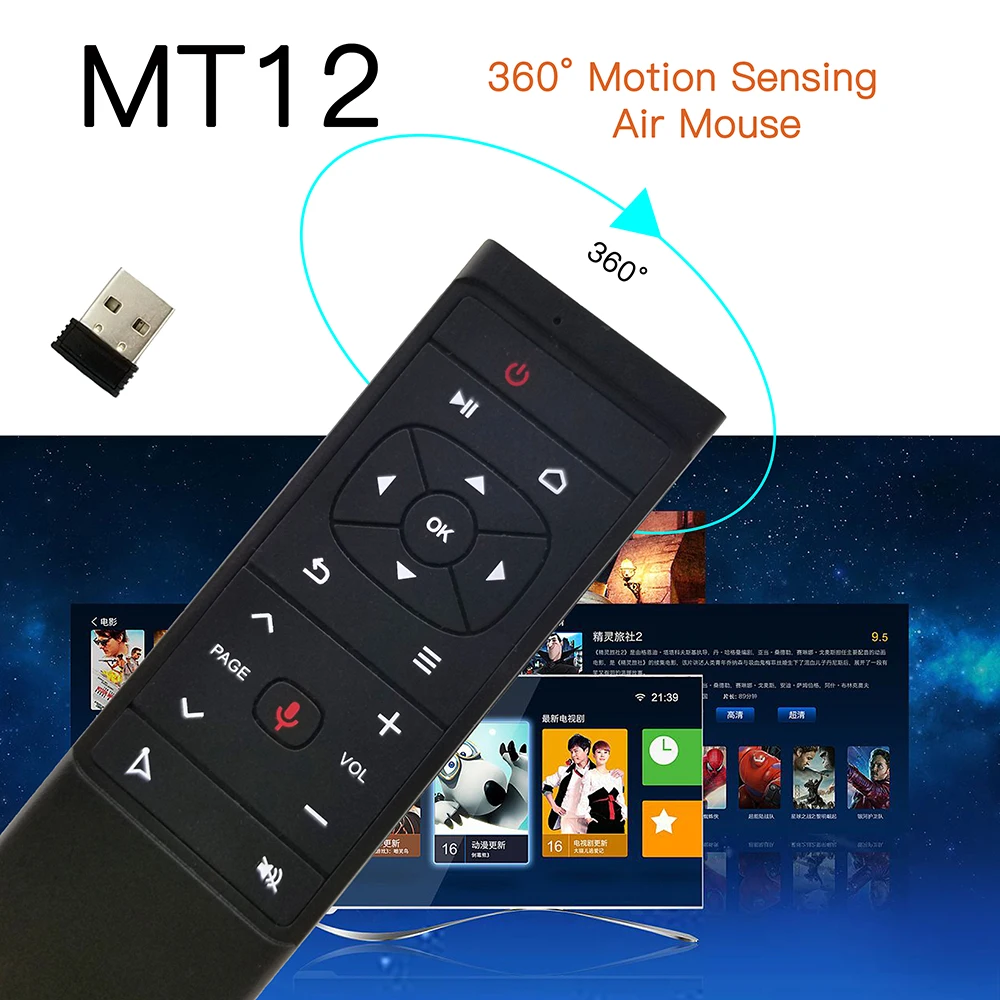 Tiếng nói 2.4G Không Dây Chuột con quay hồi chuyển 6 trục mini Điều Khiển từ xa IR học Micro Mic cho Android TV BOX SMART TIVI