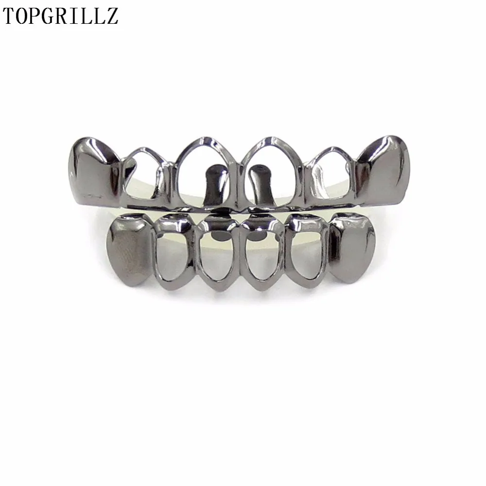 Real Shiny! New Fit Rose Gold Color Plated Vampire Four Open Face Hallow Gold Grillz Set For Christmas Gift.Party