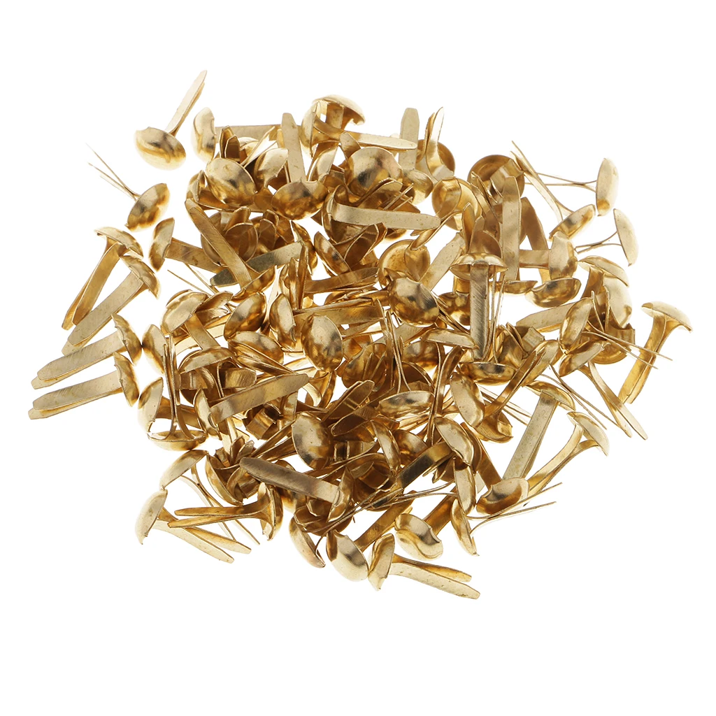 200pcs 6mm Gold Metal Split Pins Brads DIY Paper Fasteners for Scrapbooking