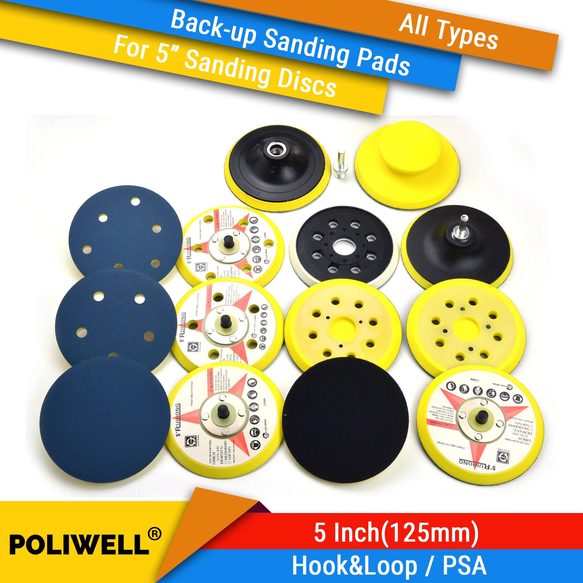 

5 Inch(125mm) All Types Back-up Sanding Pads for Abrasive Sandpaper Sanding Discs for Woodworking Polishing Tool Accessories