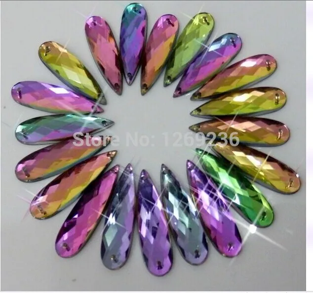 Long Drop  80pcs 7x28mm Volcano Sew On Acrylic Crystal Diamante Rhinestone m76