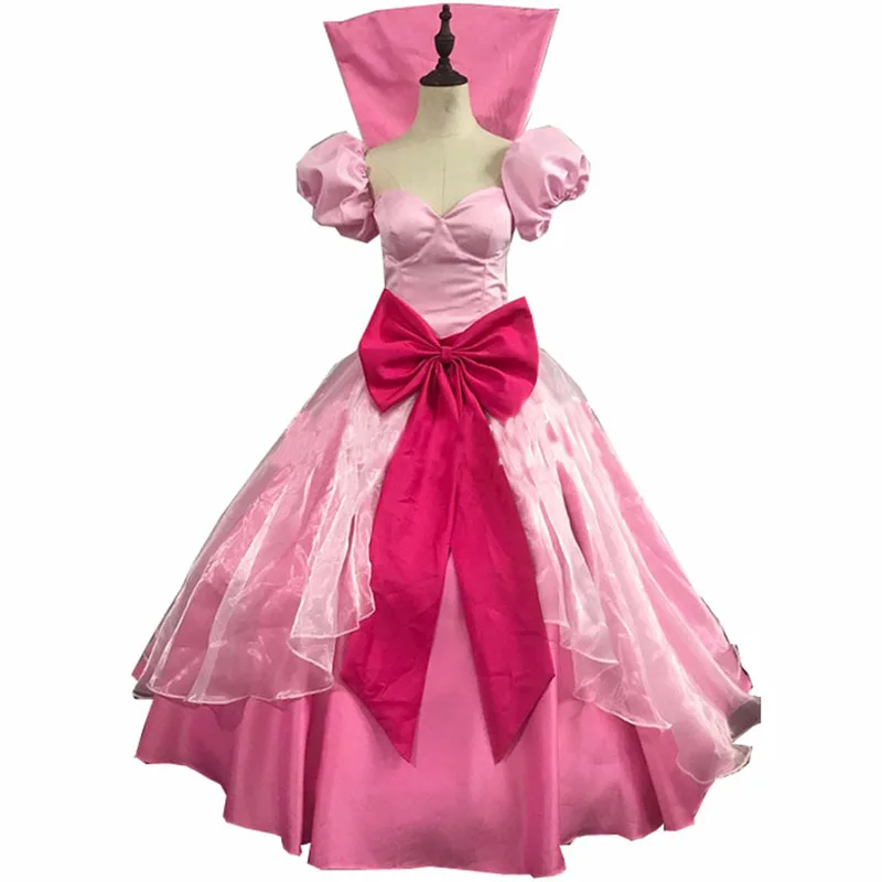 Cartoon Frog Princess Charlotte Costume Cosplay donne adulte abito rosa Halloween Christmas Party Dress