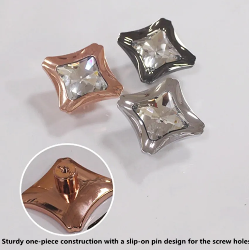 modern fashion Creative transparent crystal win cabinet kitchen cabinet handle chrome rose gold black nickel drawer cabinet knob