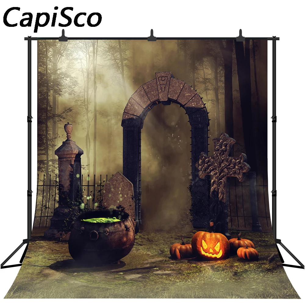 

Capisco Halloween Backdrop Vintage Architecture Secret Witch Soup Pot Photo Background Scary Costume Carnival Portrait Studio