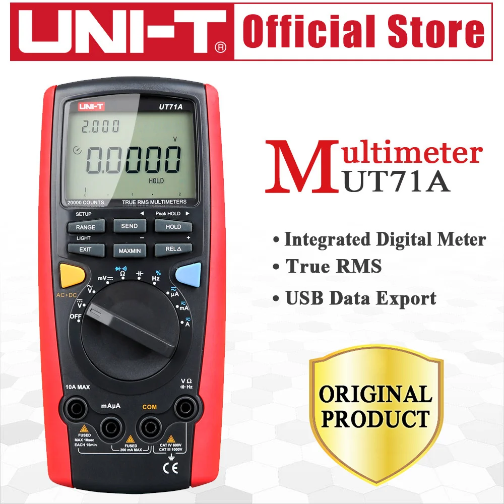 UNI-T UT71A Intelligent Multimeter LCD 19999 Display Digital AC+DC Current Voltage USB Interface True RMS REL Auto Range