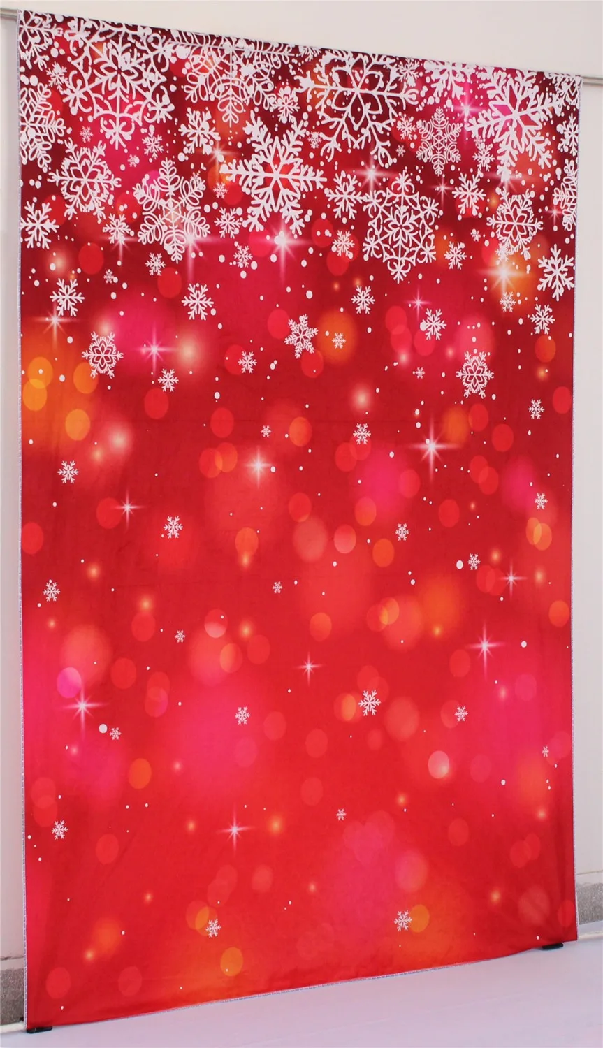 Винтажные Красные Рождественские фоны для фотосъемки рождественские украшения для дома снежинки хлопковые моющиеся студийные фоны