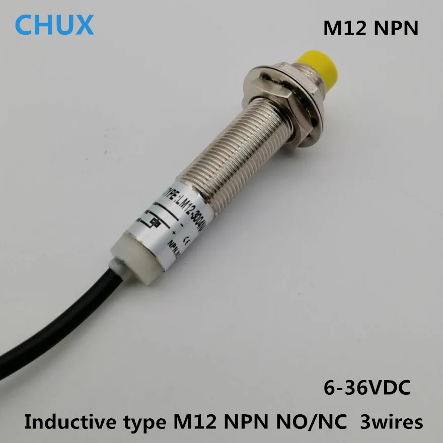 CHUX Inductive Proximity Sensor NPN 5v M12 non-Flush 3Wires NO/NC 4mm Detect Distance 6-36V DC High Quality Motion Switch