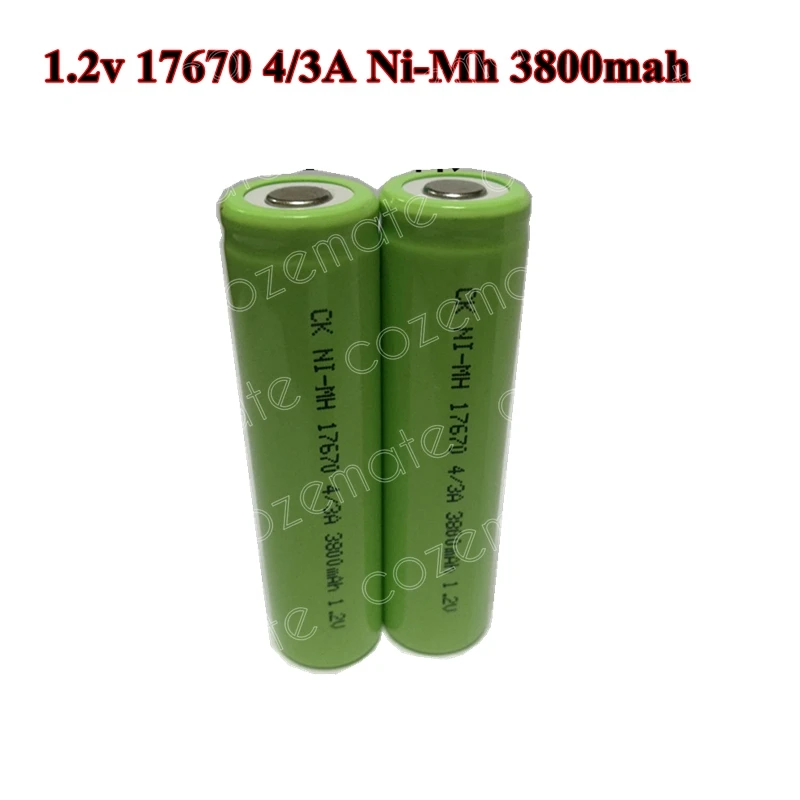 6pcs/12PCS 1.2v 17670 4/3A Ni-Mh Rechargeable Battery 7/5A 3800mAh NiMh Batteries for Cleaner Sweeper Medical Equipment