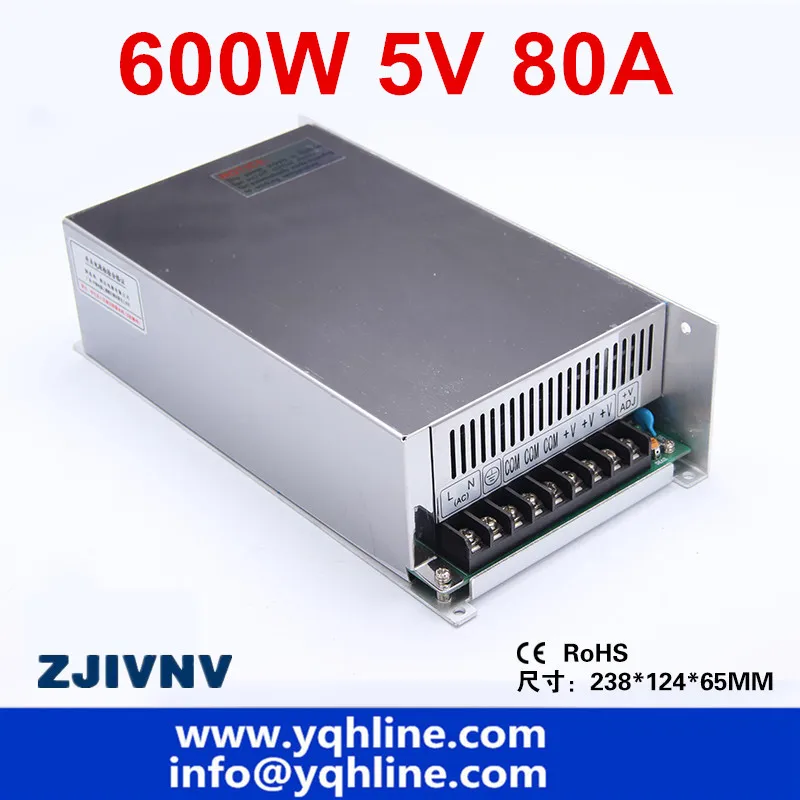 

S-600-5v CE approved high quality ac to dc single output 5V 80A 600w switching power supply made in China for led strip light