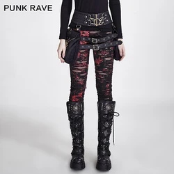 Punk Rave damskie, gotyckie, rozciągliwe, chude, czarne legginsy, zgrywanie, Steampunk, S-XXL, K099