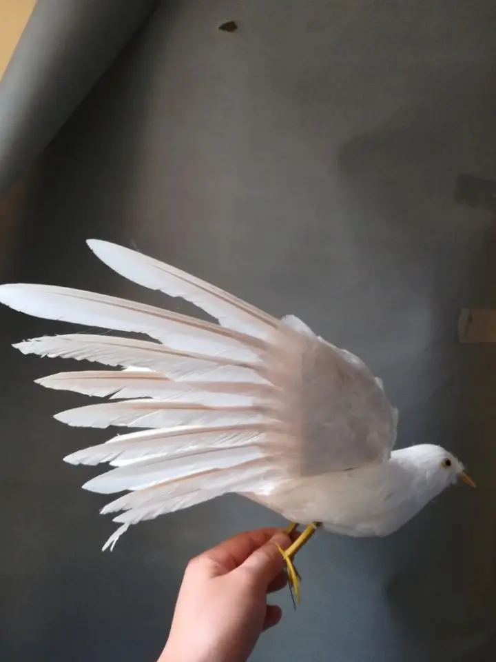 cute simulation peace dove model polyethylene & furs life like white wings dove doll gift about 32x48cm