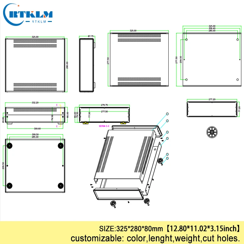 Iron Power supply box electrical connector enclosure diy wire connection box iron project enclosure instrument case 325*280*80mm