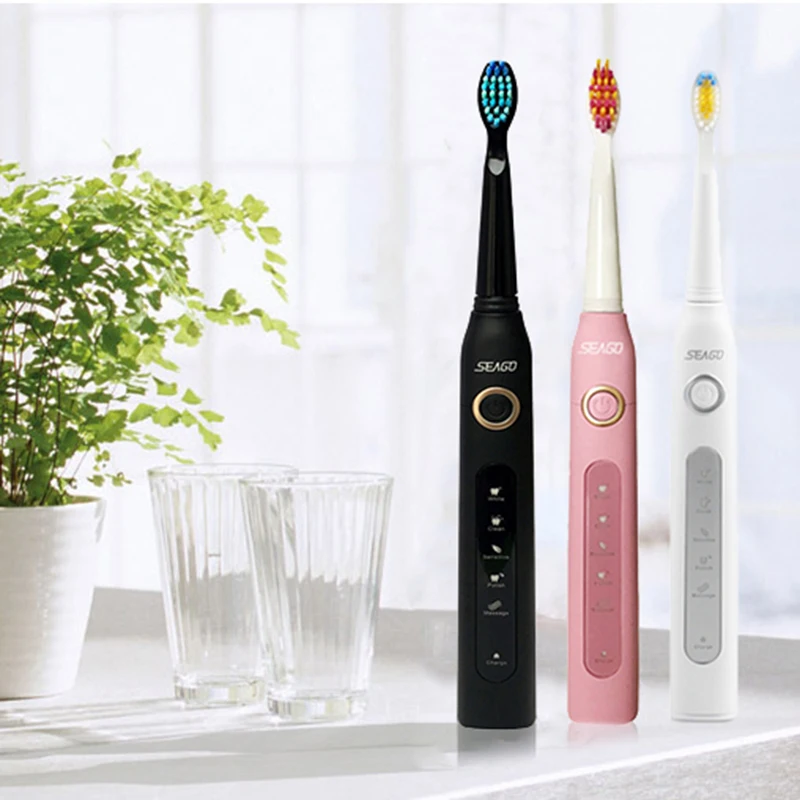 Adult\'s Sonic Electric Toothbrush 2 Mins Smart Timer 40000 Strokes Deep Oral Clean 5 Modes Waterproof USB Rechargeable