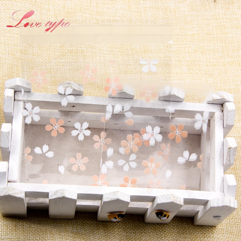 Sacos de plástico autoadesivos para DIY, flores de cerejeira, doces e biscoitos, biscoitos, lanche, pacote de cozimento, decoração, suprimentos para