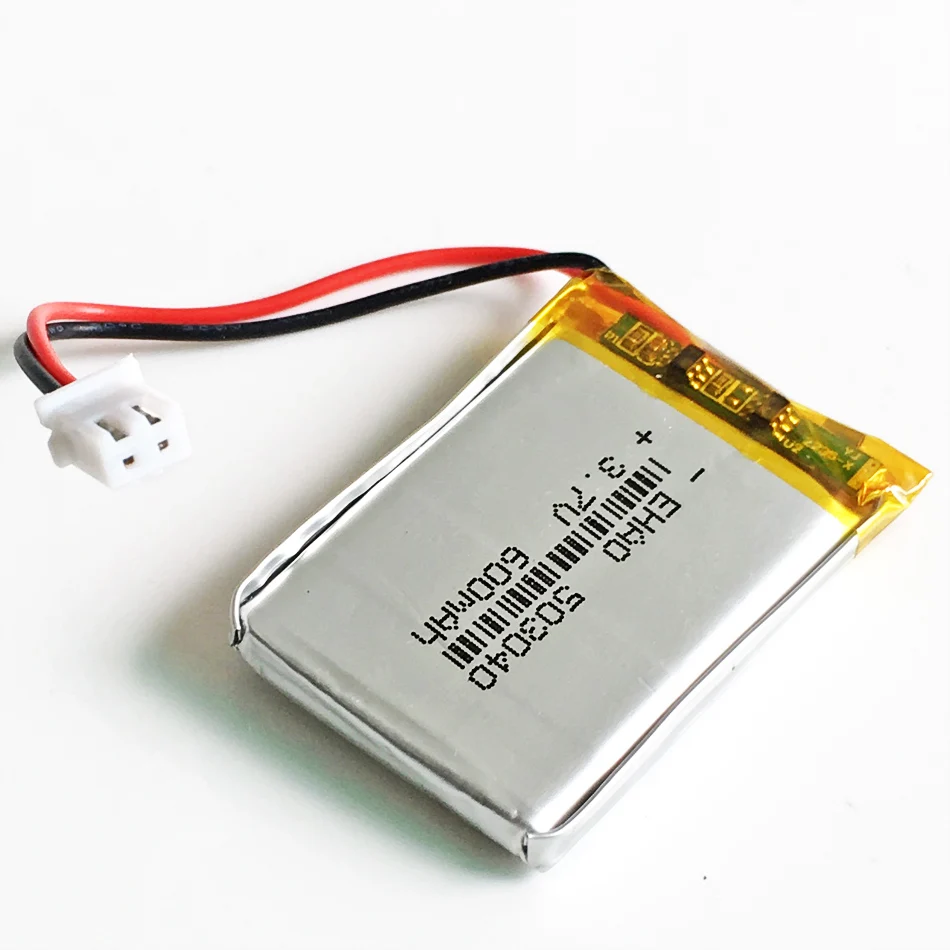3.7V 600mAh Lithium Polymer Lipo Rechargeable Battery + JST XH