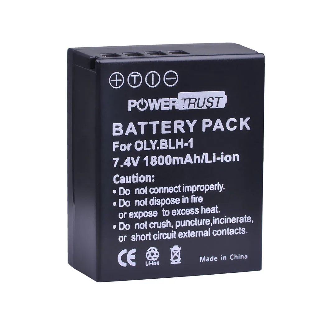 PowerTrust 1Pc BLH-1 BLH1 1800mAh wymiana baterii dla Olympus E-M1 Mark II kamery