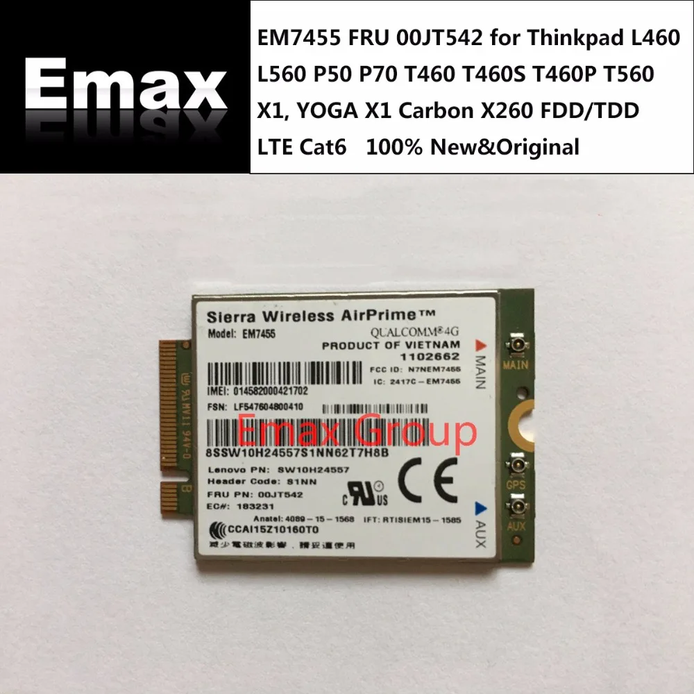 

EM7455 FRU 00JT542 for Thinkpad L460 L560 P50 P70 T460 T460S T460P T560 X1, YOGA X1 Carbon X260 FDD/TDD LTE Cat6 stock