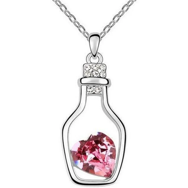 New Arrival Fashion Jewelry Necklace Pendant Drifting Bottle Necklace Heart Shape Trendy Necklace For Lovers Drop Shipping