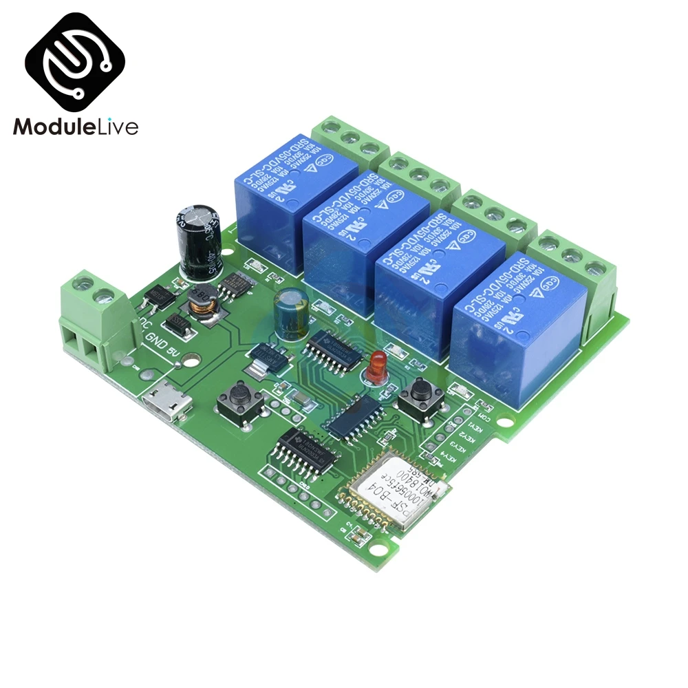 4CH 4 Channel Wireless Wifi Relay Module Phone APP Wireless Remote Control Switch Jog Self-Lock Interlock For Smart Home Board