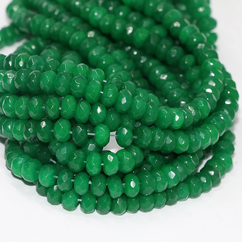 Natural stone beads Malaysia green jades chalcedony 5*8mm abacus faceted rondelle fashion loose beads jewelry making 15inch B157